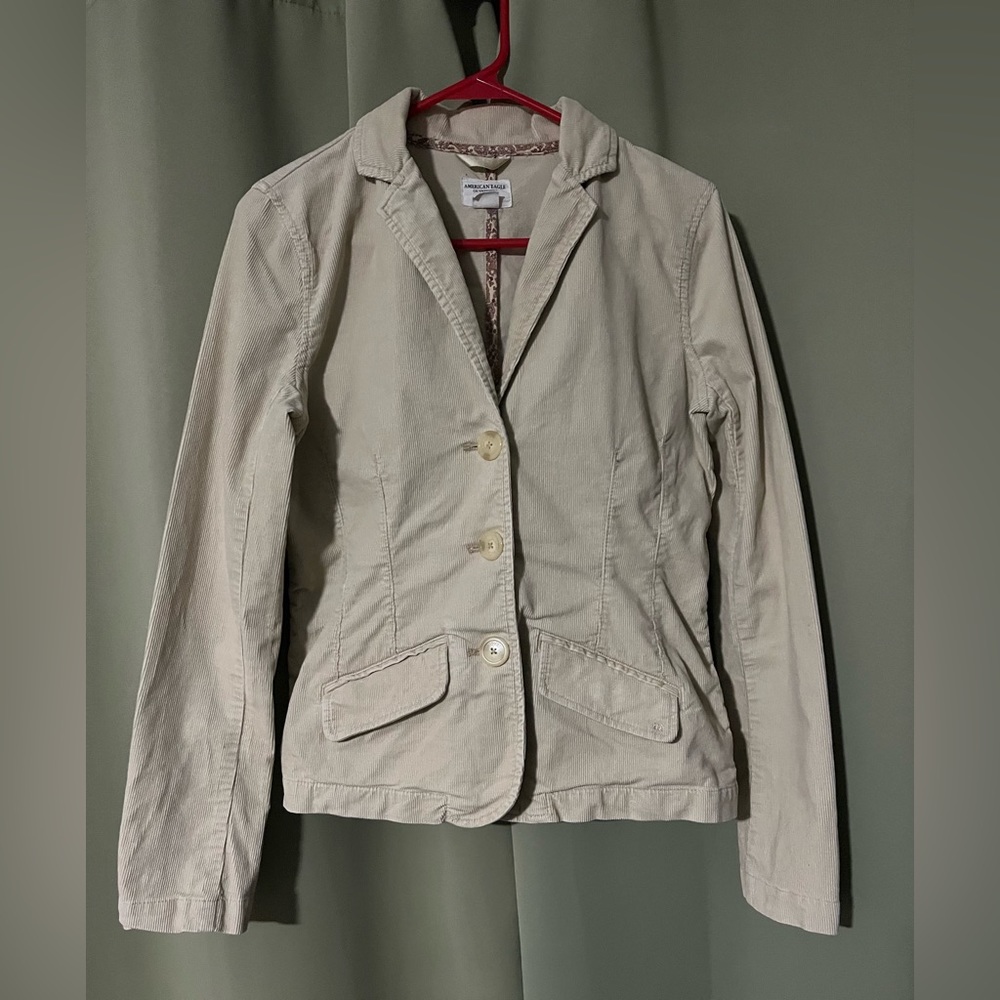 American Eagle Outfitters Beige/Khaki Button Up Blazer-Women’s Sz Medium Stretch